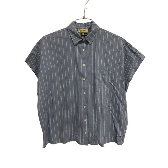 DG2 by Diane Gilman Shirt XS/Small Striped Short Sleeve Blue White Coastal NEW - Picture 1 of 9